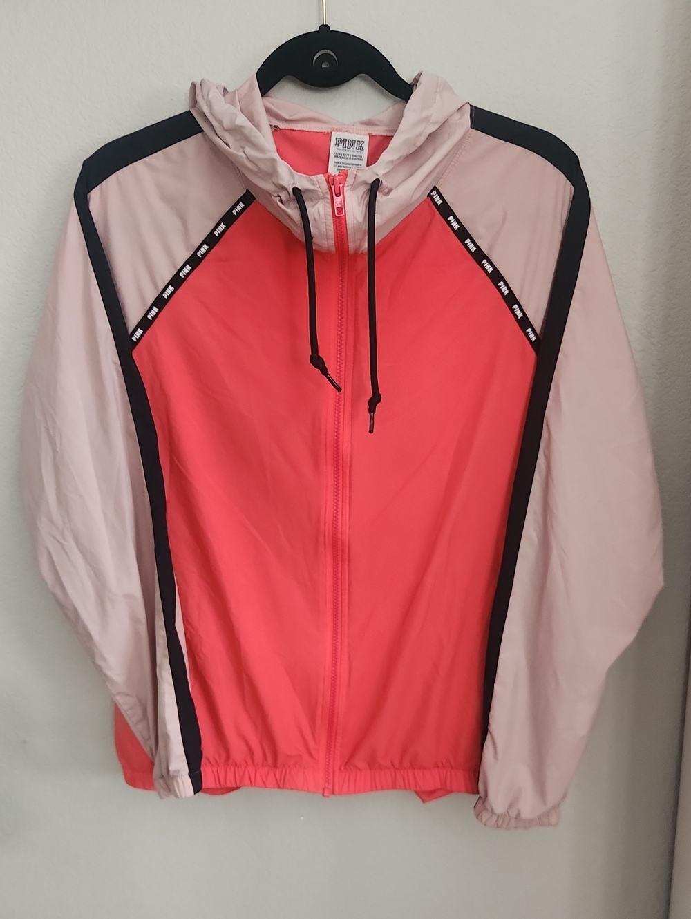 PINK Colorblock Windbreaker Jacket - Pink/Coral Sz XS